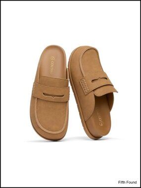 Vegan Suede Clogs Slip On Penny Loafer Mules Comfortable Shoes